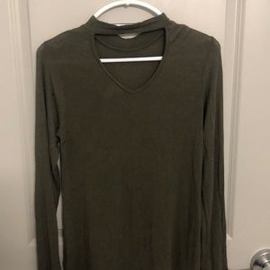 Long sleeve green mossimo keyhole shirt